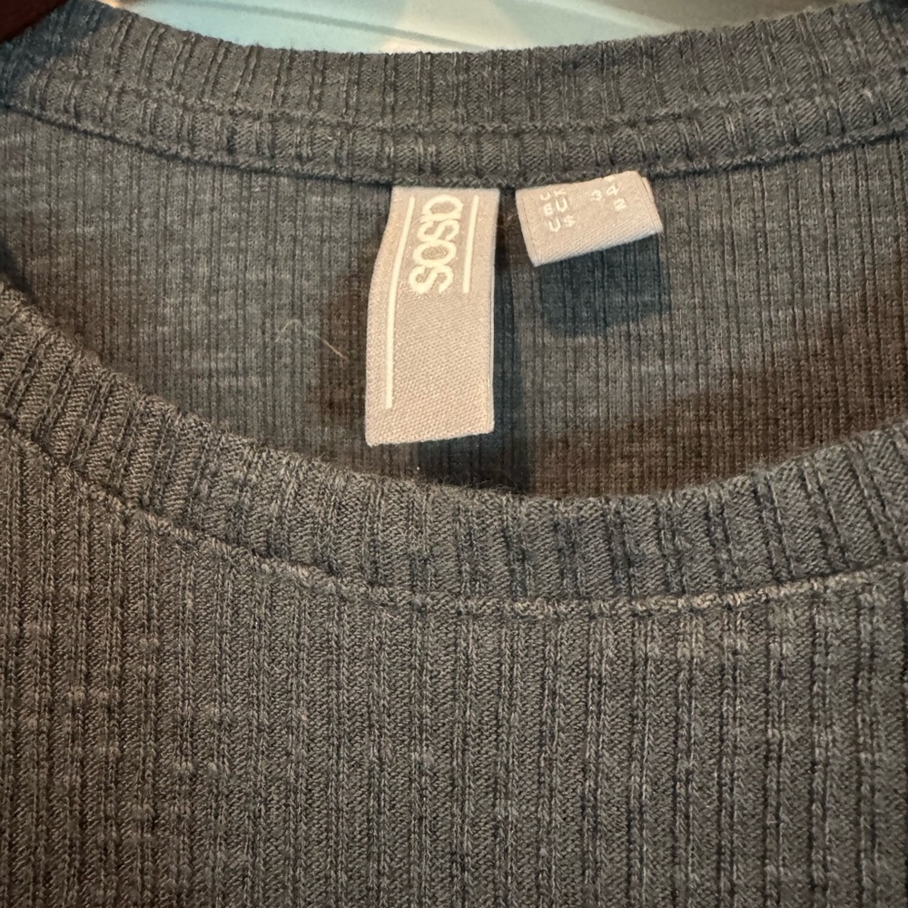 ASOS Charcoal Ribbed Crewneck Top